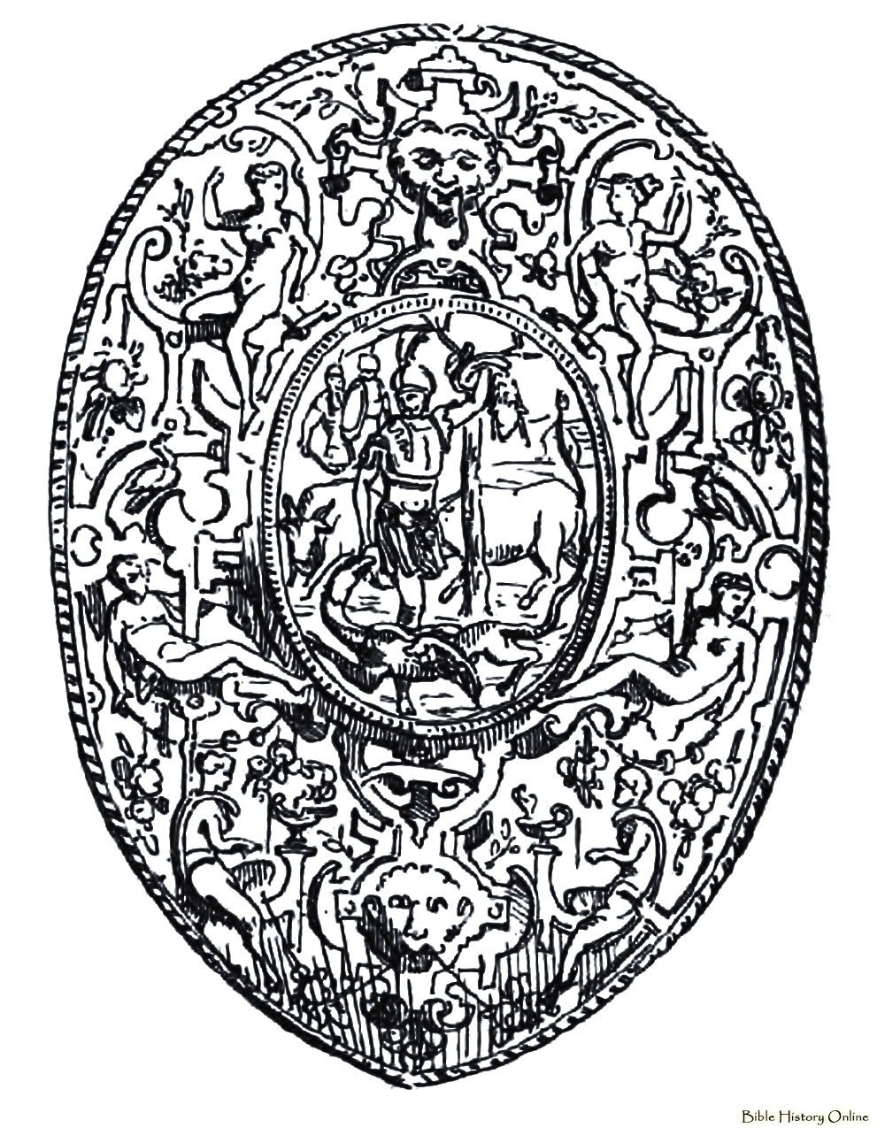 German Pageant Shield In embossed Iron Of The 16th Century