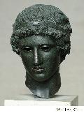 Bronze Head with Gold Lips of a Young Man with Diadem