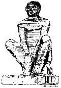 Limestone Statue Of A Man Seated On Teh Ground With A Vase