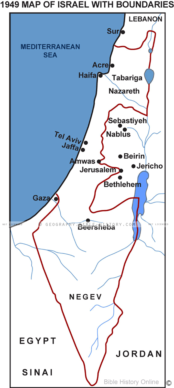1949 Map of Israel With Boundaries hero image