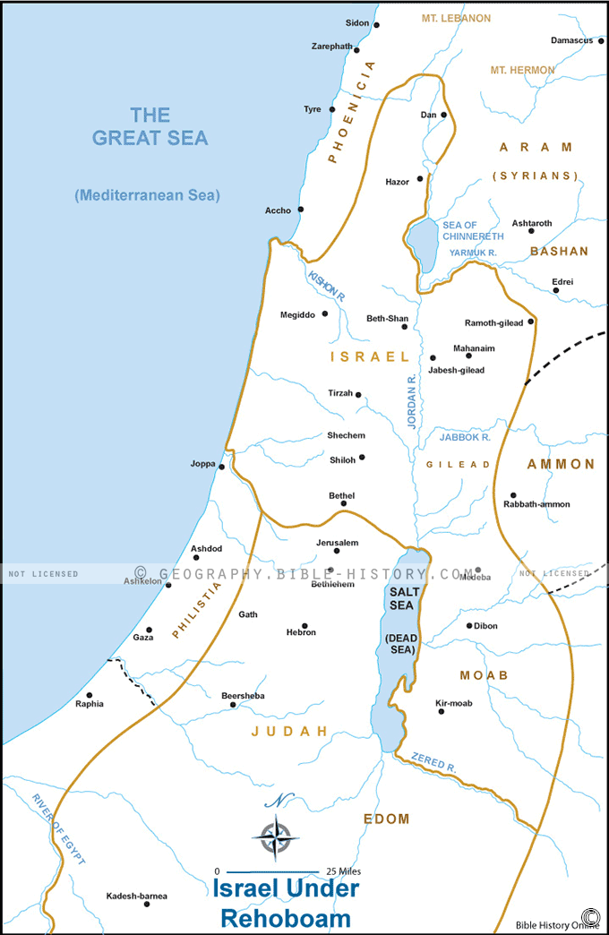 Map of the Israel Under Rehoboam