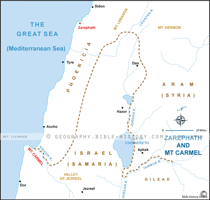 Map of the Zarephath and MT Carmel