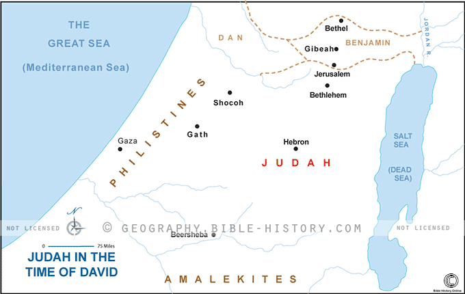 Map of the Judah in the Time of David