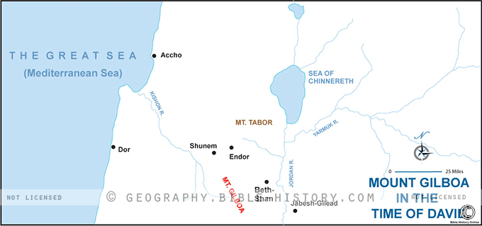 Map of the Mount Gilboa in the Time of David