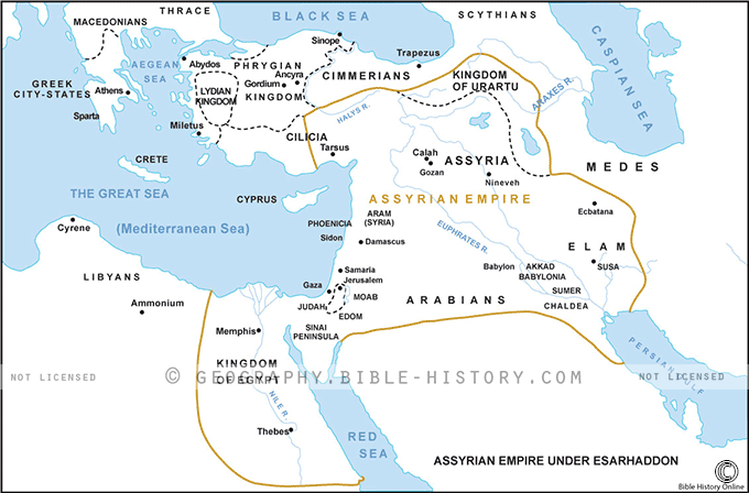 Map of the Assyrian Empire Under Esarhaddon