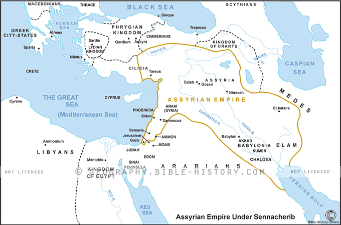 Map of the Assyrian Empire Under Sennacherib