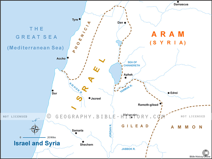 Map of the Israel and Syria