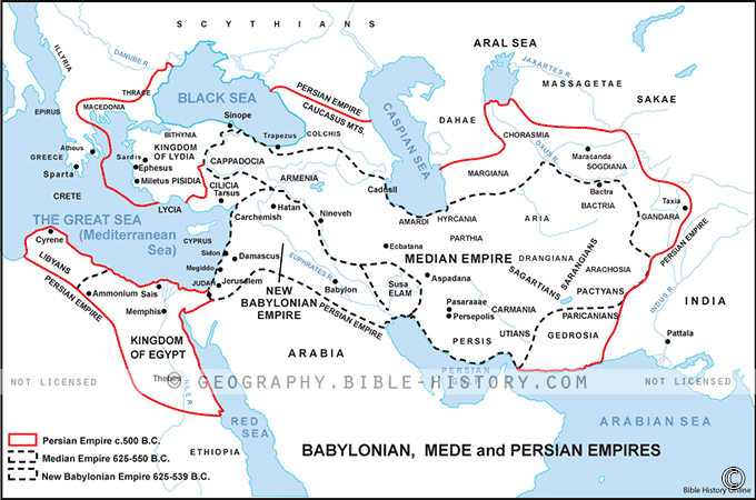 Map of the Babylonian, Mede and Persian Empires