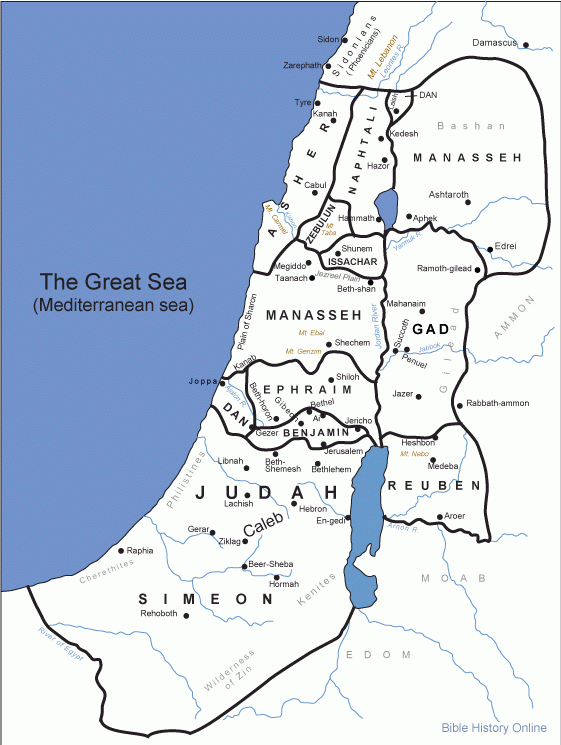 Map Canaan Twelve Tribes 