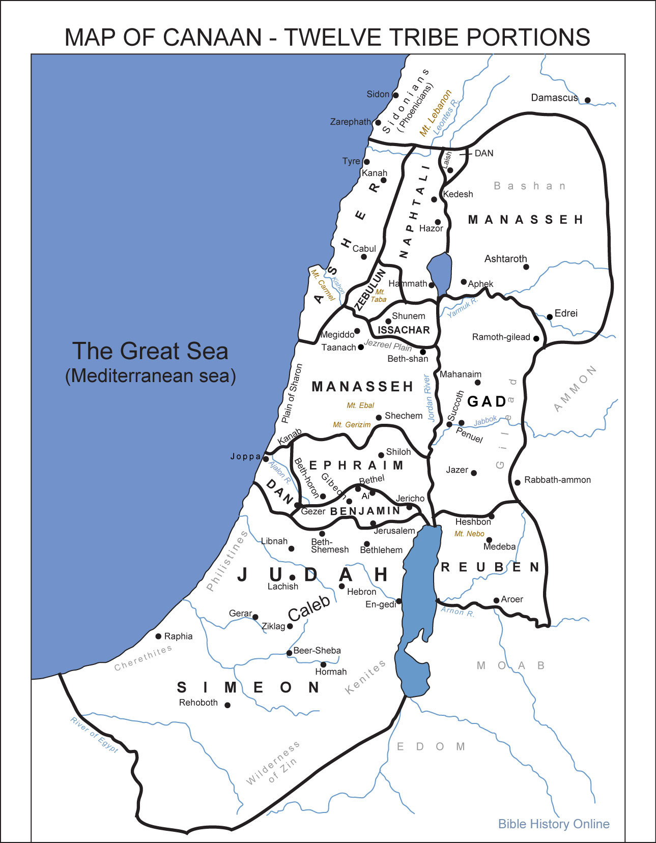 Map Canaan Twelve Tribes 