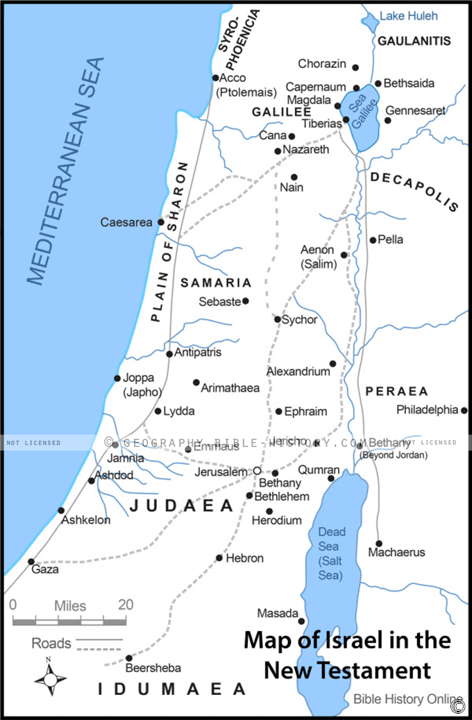 Map of Israel in the New Testament