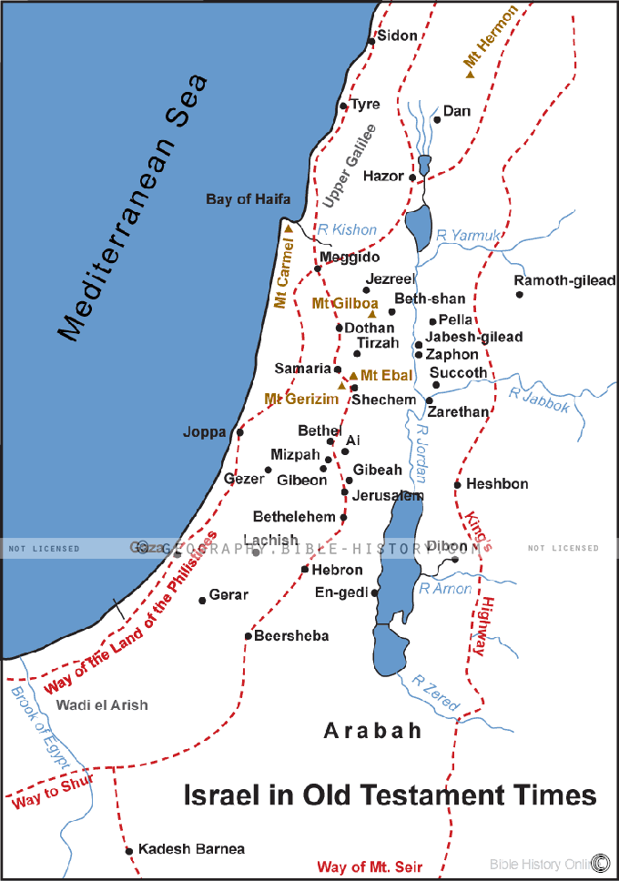 Map of Israel in Old Testament Times
