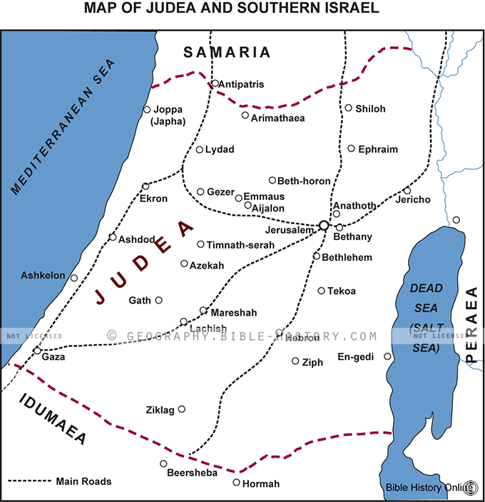 Map of Judea and Southern Israel