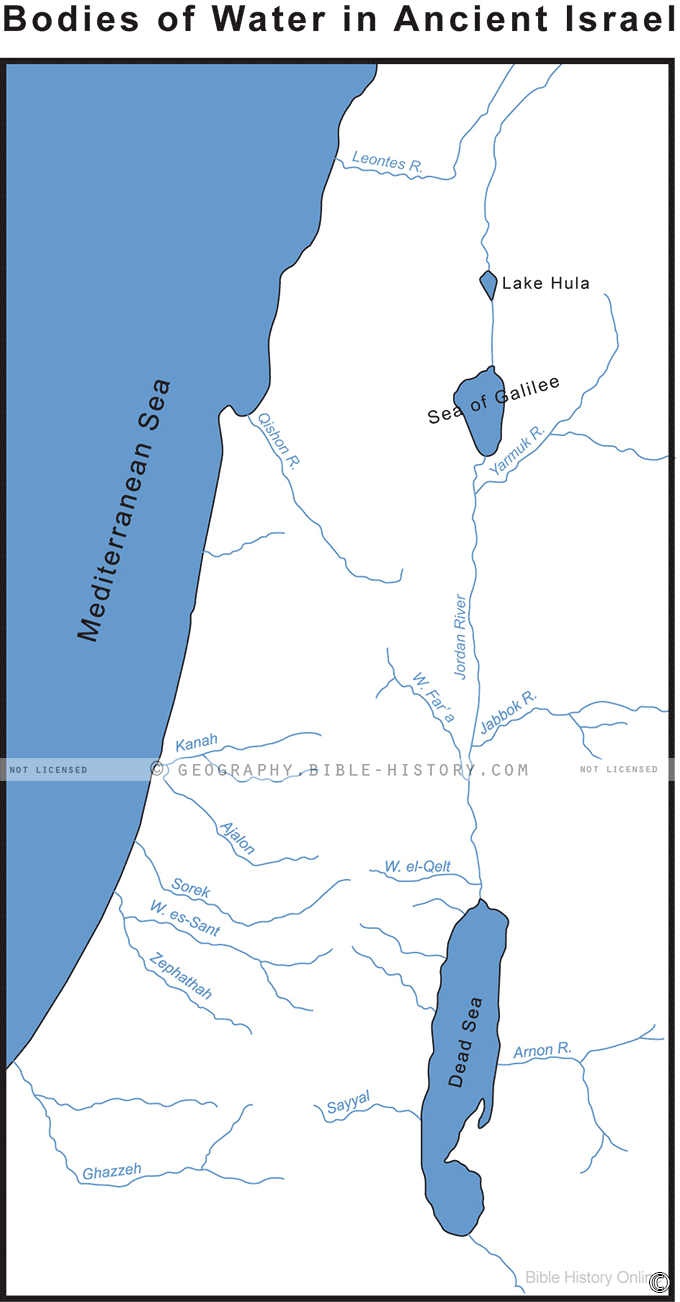 Map of Bodies of Water in Ancient Israel