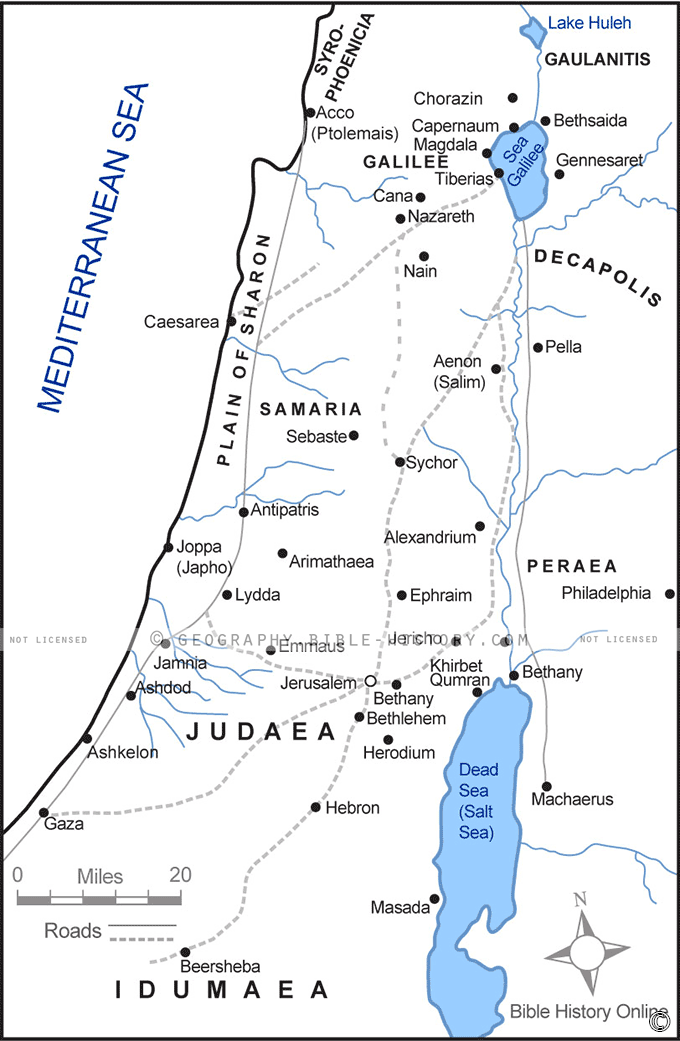 Printable Map of Israel in the Time of Jesus