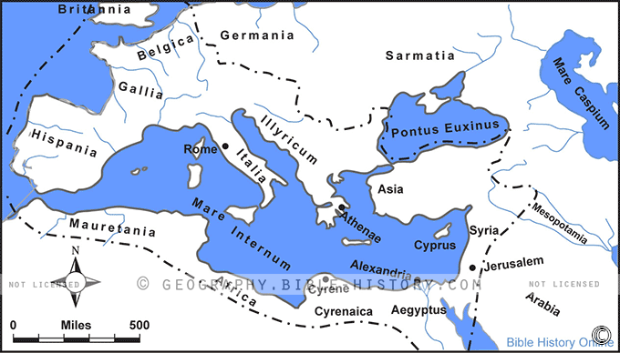 Map of Roman Empire in the Time of Jesus