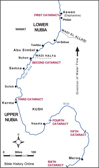 Map of Ancient Nubia - Bible History