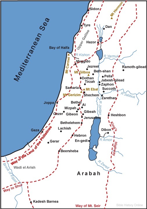 Map of the Territory of Ancient Palestine - Bible History