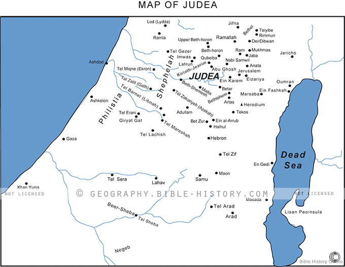 Map of Judea in Old Testament Times
