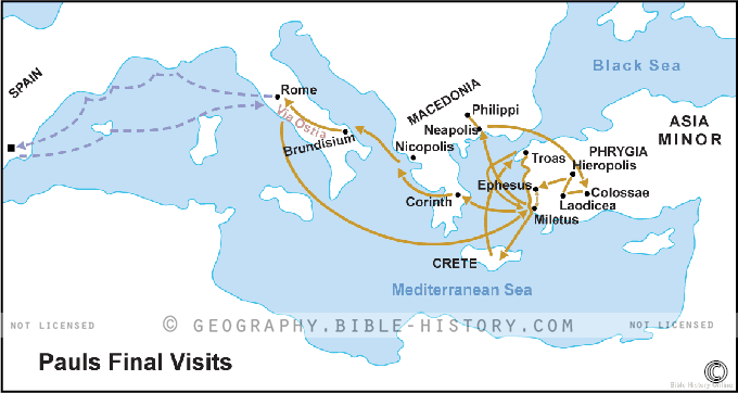 Map of the Paul's Final Visits