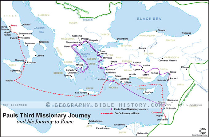Map of the Paul's Third Missionary Journey