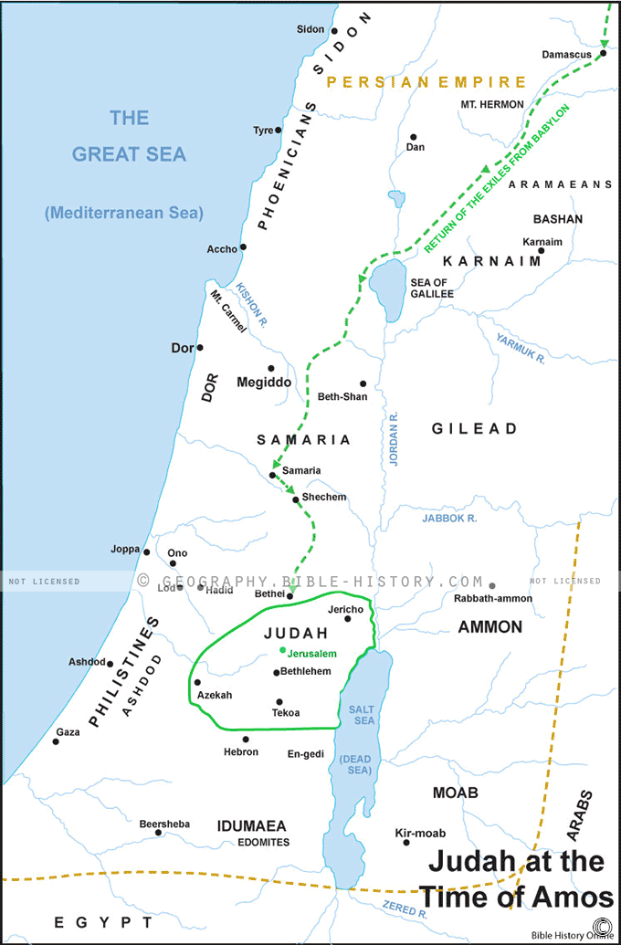 Map of the Judah at the Time of Amos