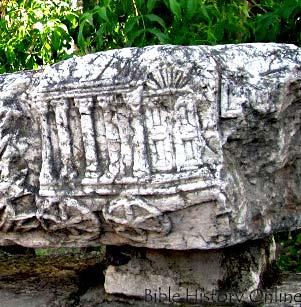 Close up of the Sculptured Block of the Ark at Capernaum