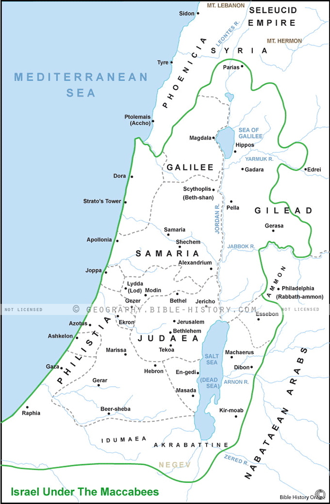 Map of the Israel Under the Maccabees