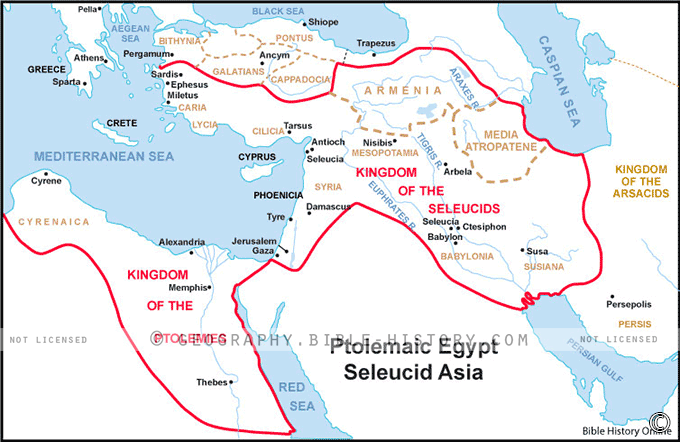 Map of the Ptolemaic Egypt Seleucid Asia