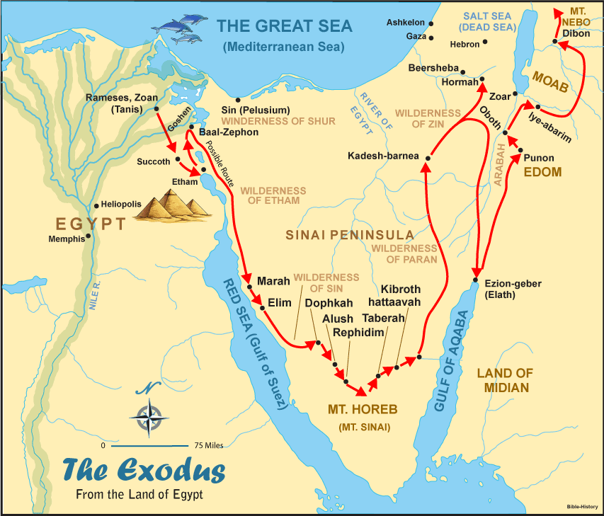 israel journey out of egypt map