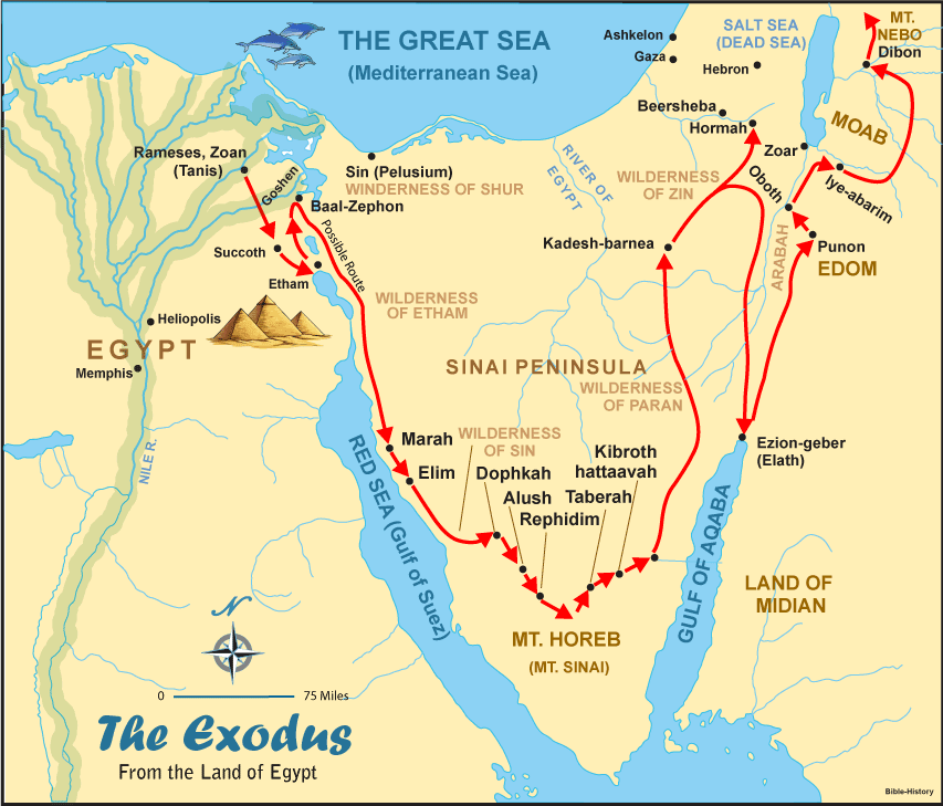 moses journey to the promised land map