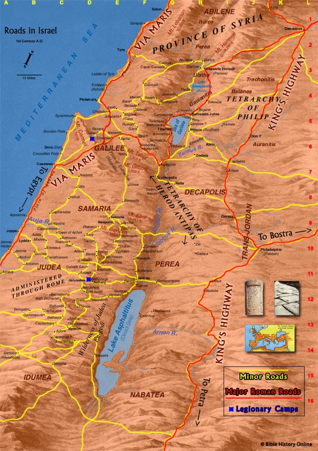 major routes of travel in canaan