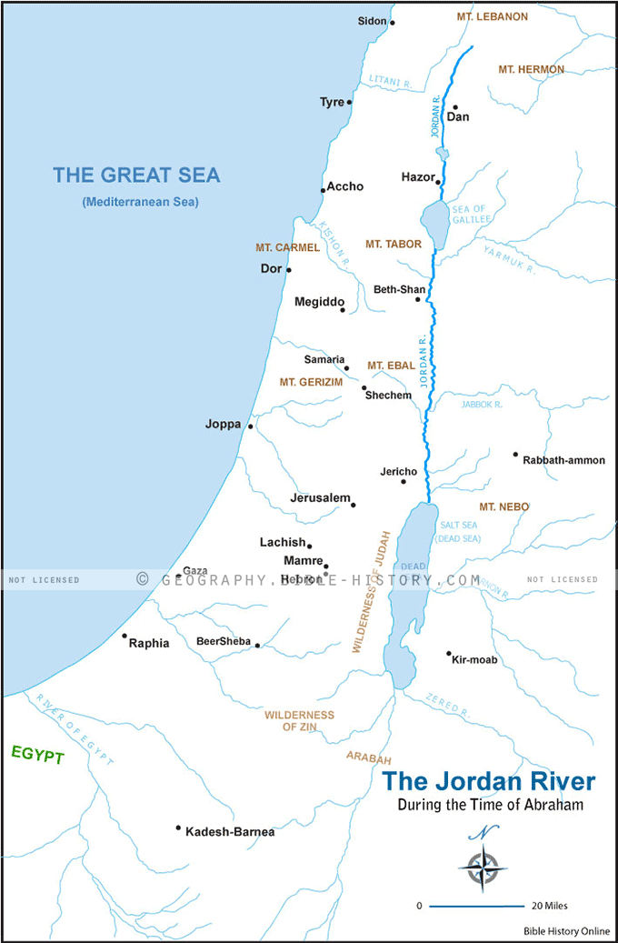 Map of the Jordan River