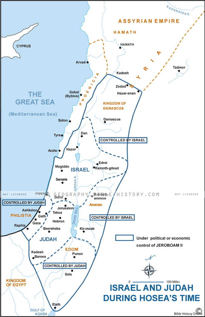 Map of the Israel and Judah During Hosea's Time