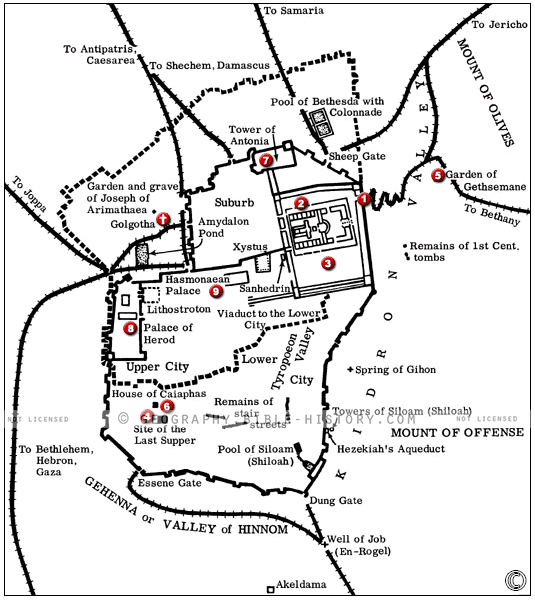 Map of the Jesus Last Passover