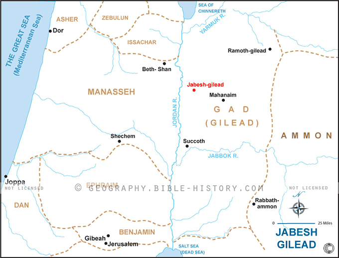 Map of the Jabesh Gilead