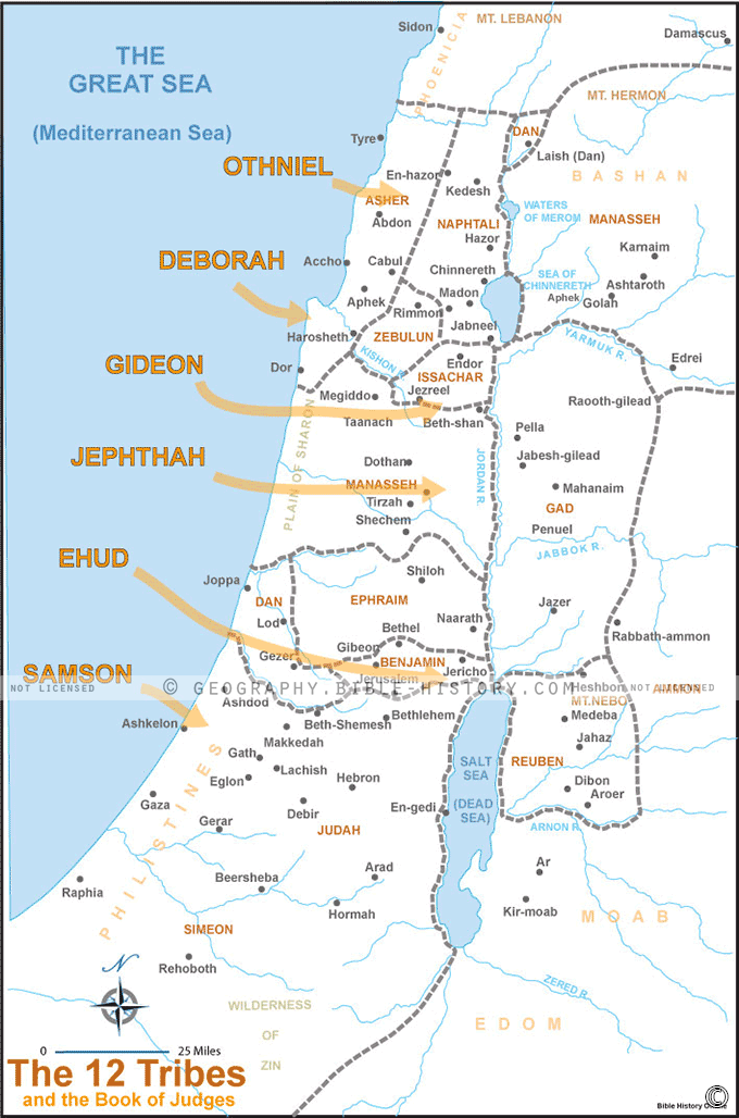 Twelve Tribes Israel Map Judges