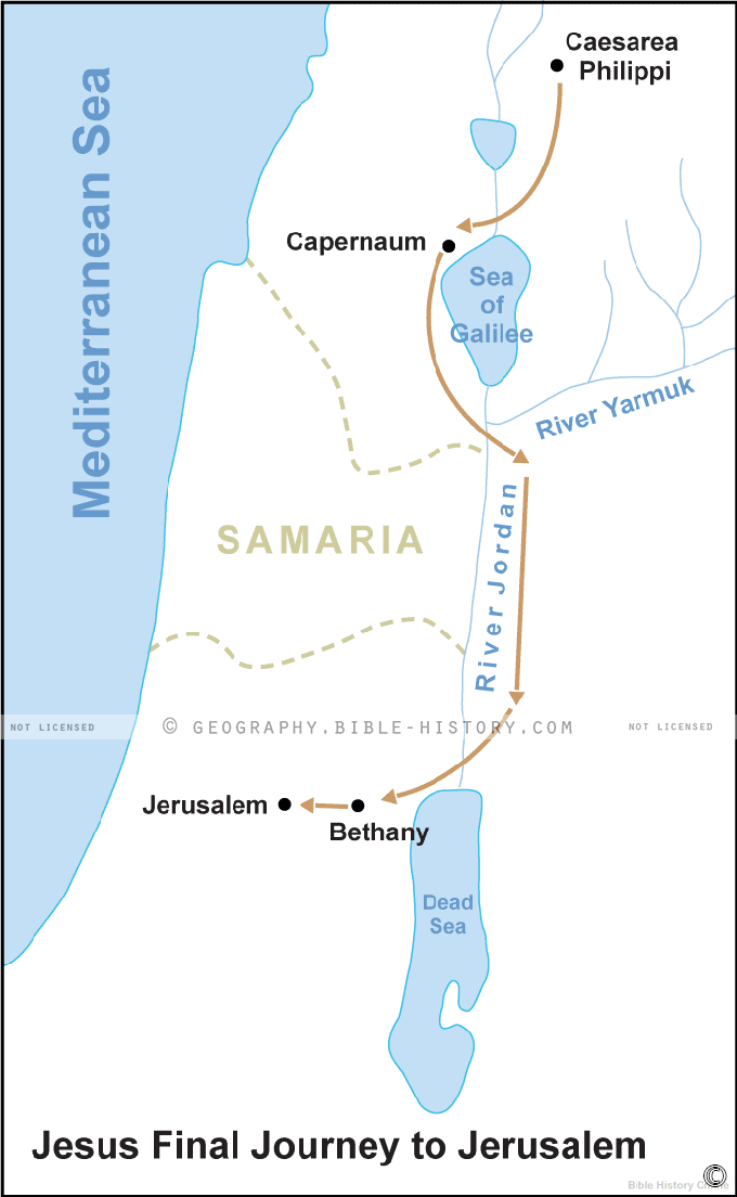 Map of Jesus Final Journey to Jerusalem