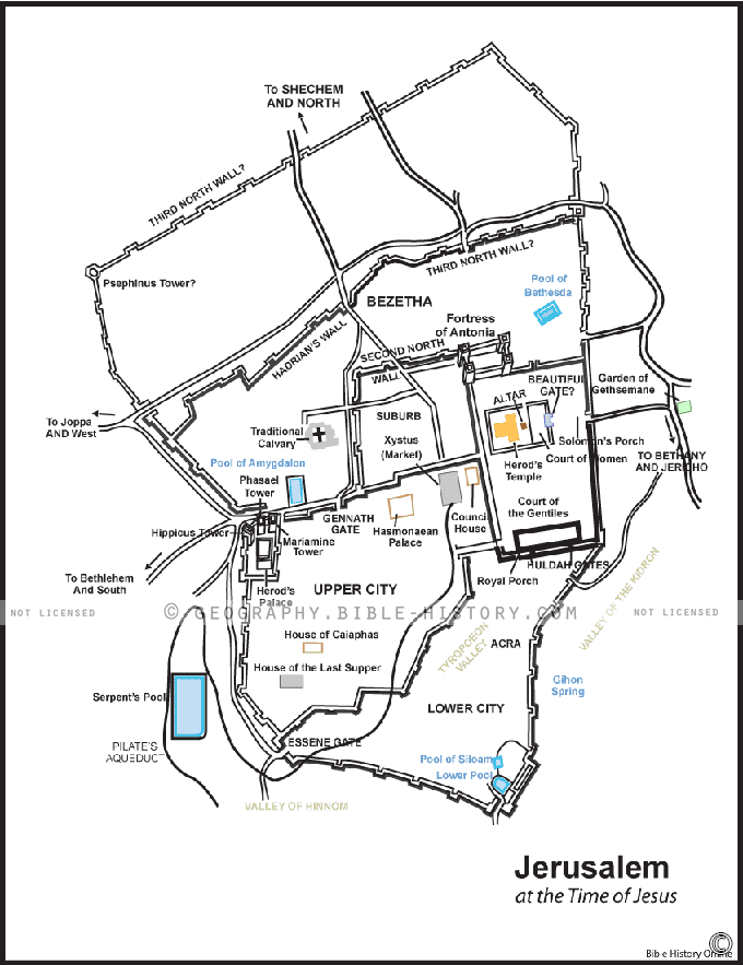 Map of Jerusalem at the Time of Jesus