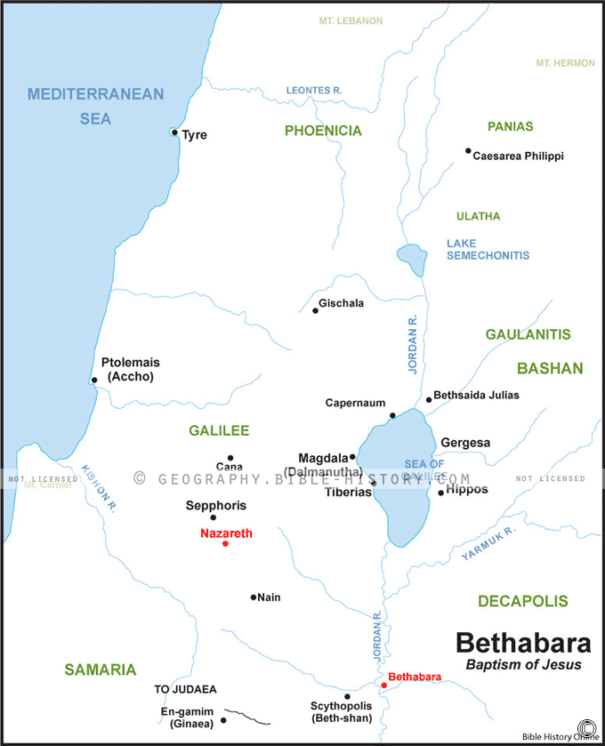 Map of Bethabara Baptism of Jesus