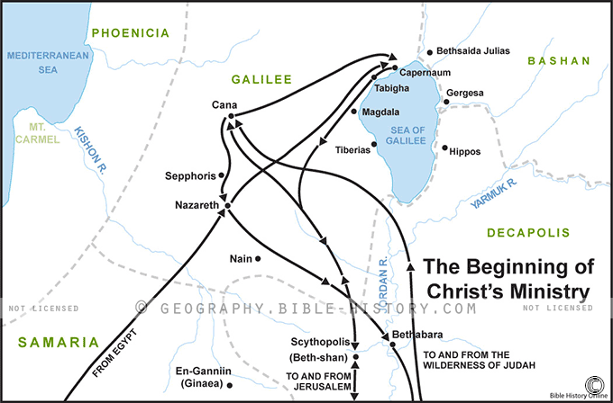 Map of the Beginning of Christ's Ministry