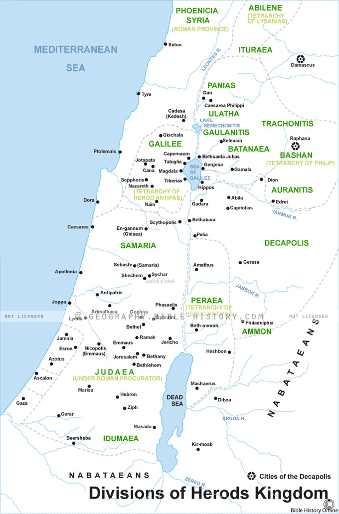 Map of Divisions of Herods Kingdom