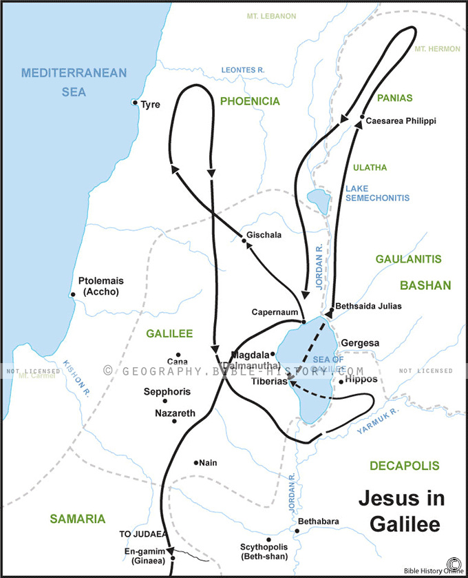 Map of Jesus in Galilee
