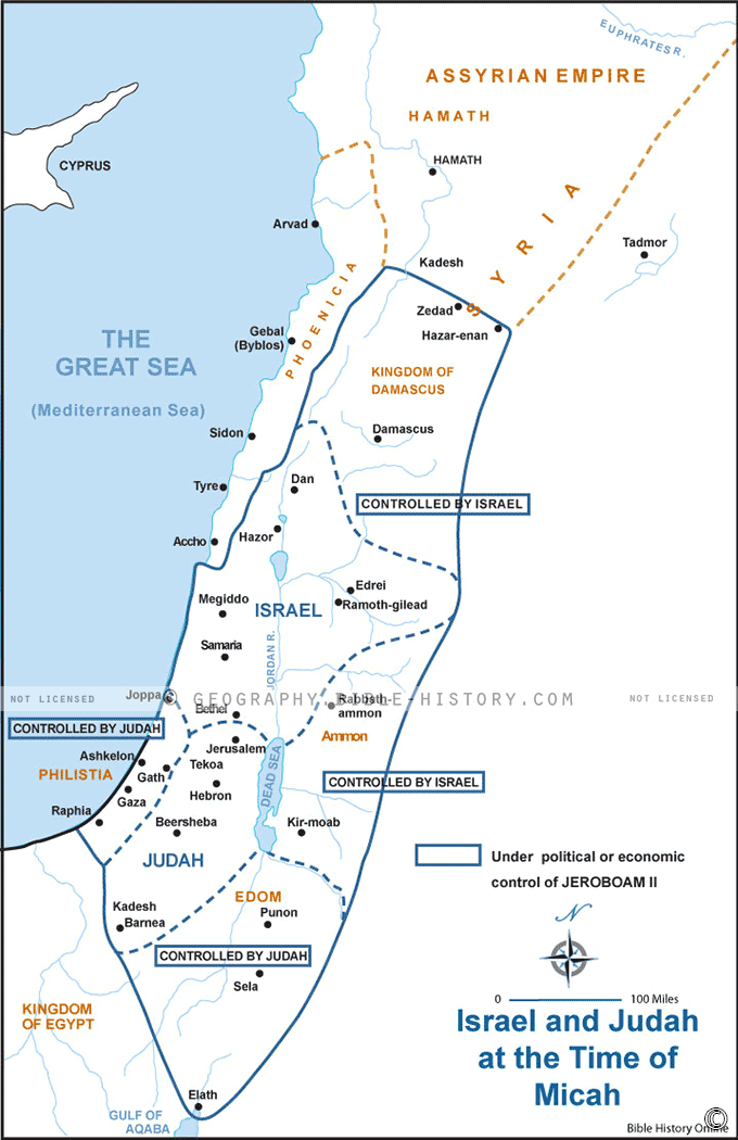 Map of Israel and Judah at the time of Micah