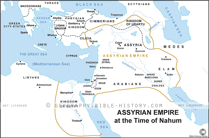 Map of Assyrian Empire at the Time of Nahum