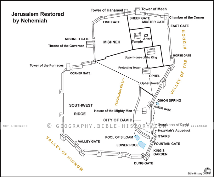 Map of Jerusalem Restored by Nehemiah