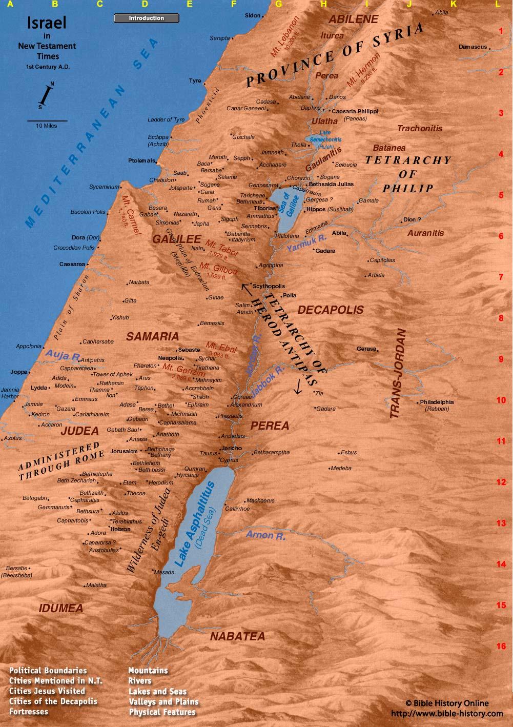 Map of New Testament Israel - Bible History