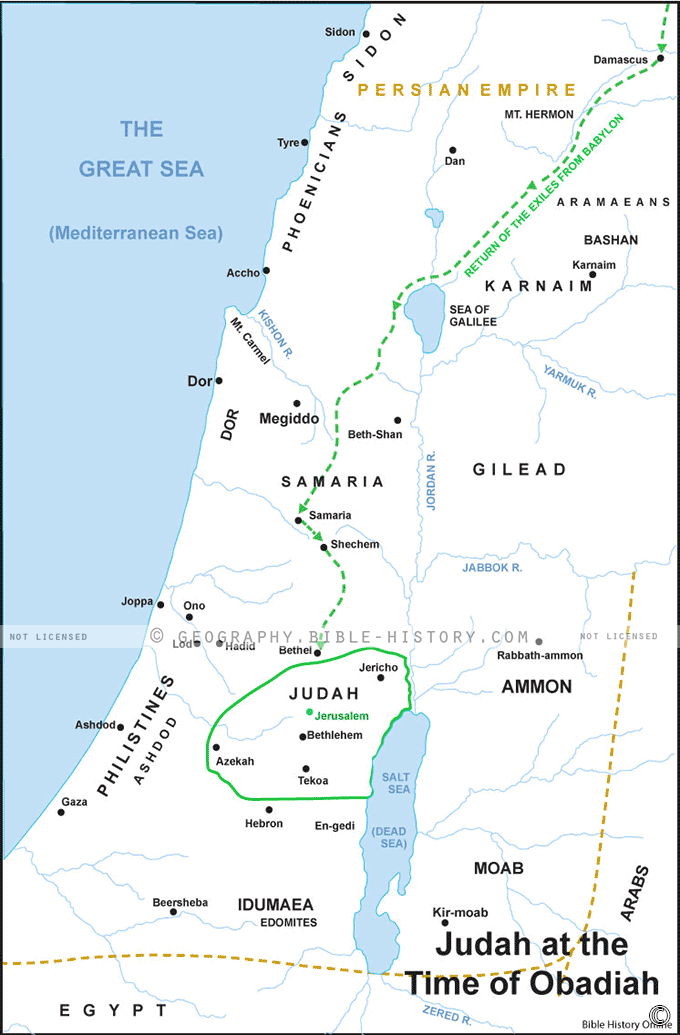 Map of Judah at the Time of Obadiah