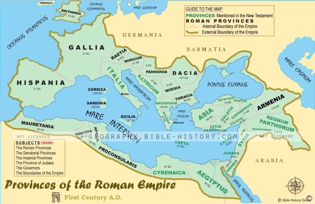 Map of the Provinces of the Roman Empire