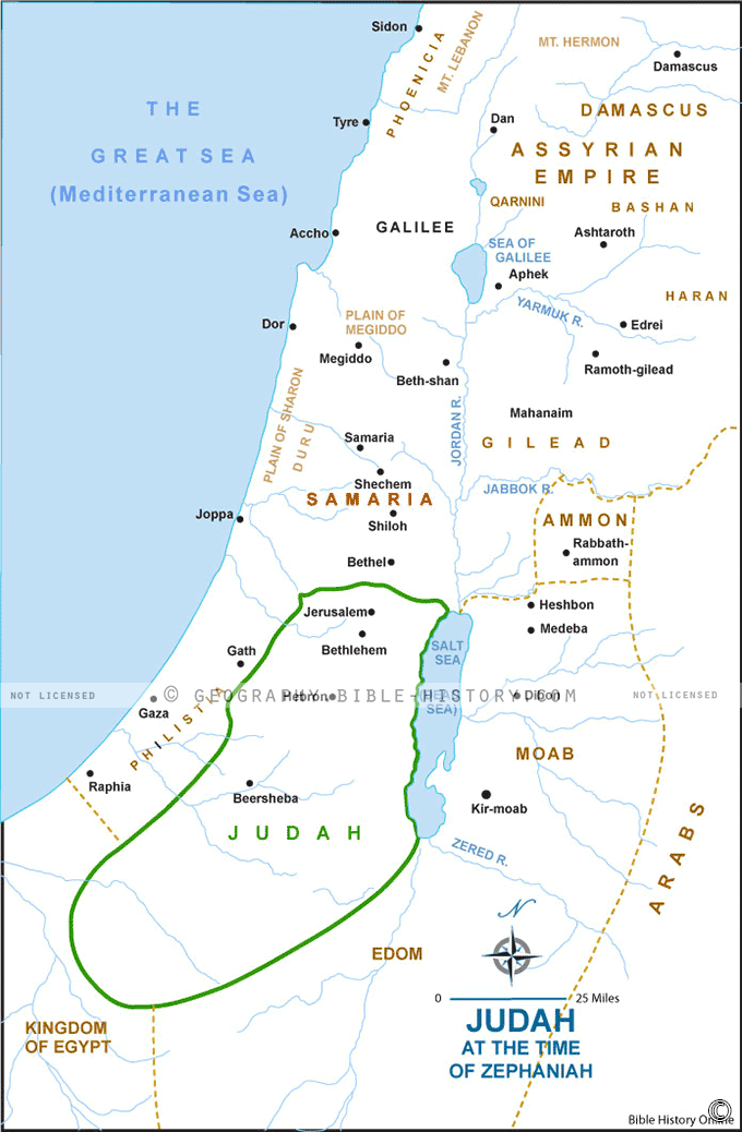 Map of Judah at the Time of Zephaniah